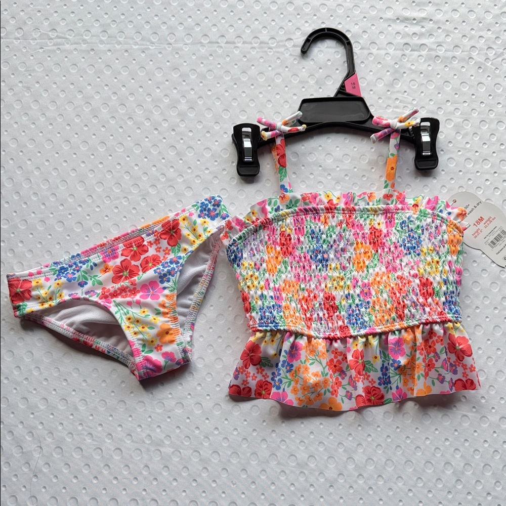 NWT Wonder Nation Floral Kids Swim Bikini - Multicolor Floral Size 18M UPF 50